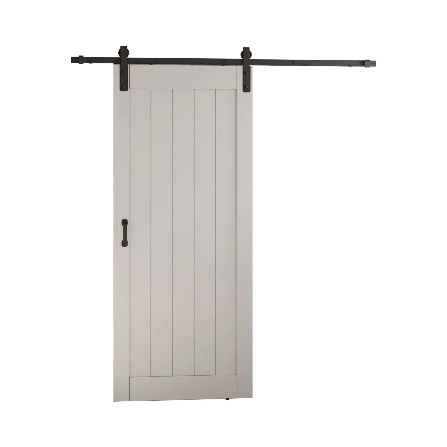 inova Holzschiebetür Weiß O 900 x 2150 mm Komplettset Schwarz mit Bügelgriff inkl. 2Seitiger Softclose