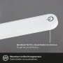 Detailaufnahme der weißen Brilo Stehleuchte Pivaz: Touch-Sensor zum Dimmen und Ein-/Ausschalten.