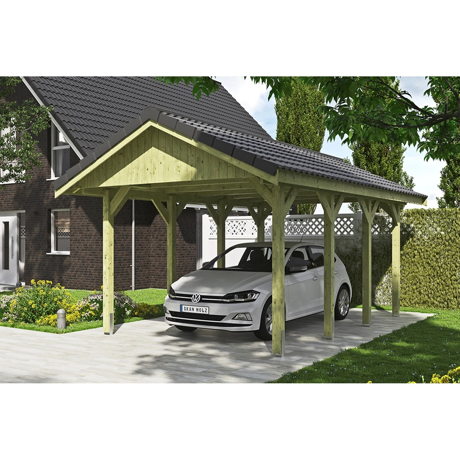 Satteldach-Carport Wallgau 380 x 600 cm Dachlattung