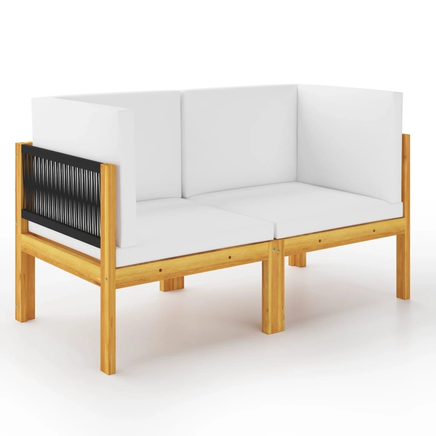 vidaXL 2-Sitzer-Gartenbank mit Kissen Holz Akazie Seil 3068853