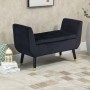 Schwarze HOMCOM Luxus Sitzbank mit Stauraum, Polyester-Bezug, Knopfheftung, goldene Beine. Elegantes Möbelstück.