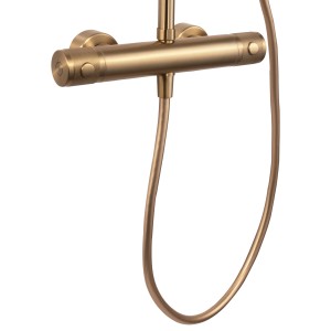 Schöner Wohnen Duschsystem Glaia mit Thermostat, mattgoldfarben.