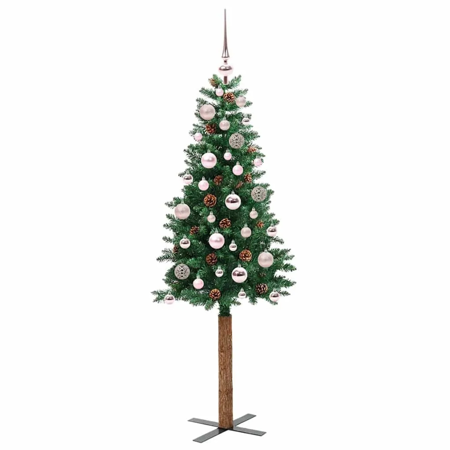 vidaXL Schlanker Weihnachtsbaum mit 150 LEDs mit Ständer Grün 150 cm 3394853