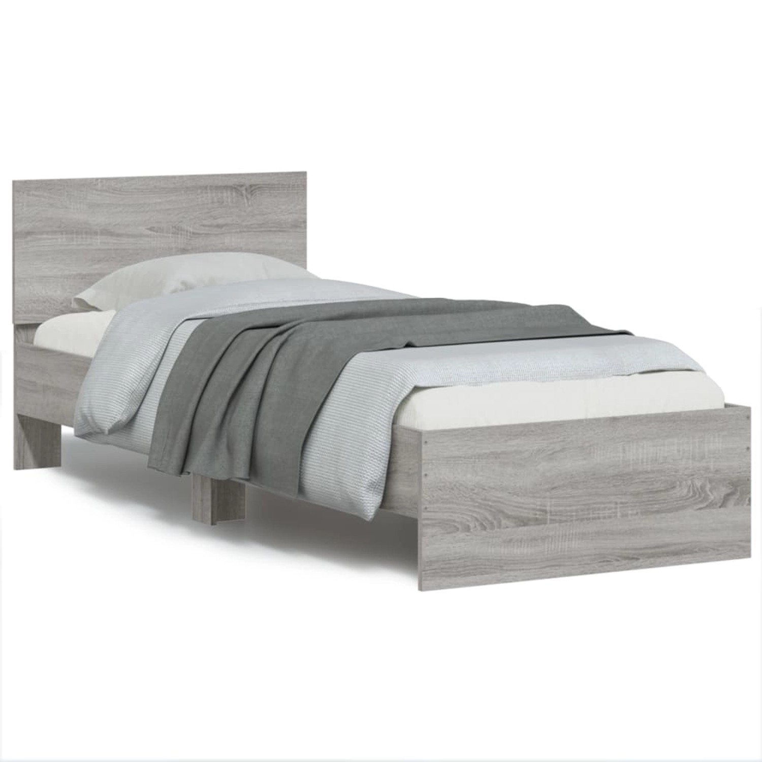 vidaXL Bettgestell mit Kopfteil Grau Sonoma 90x200 cm Holzwerkstoff Modell günstig online kaufen