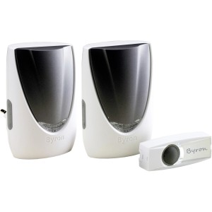 Smartwares Byron BY236FE Funk Türklingel Set mit 2 Empfängern und Klingeltaster.
