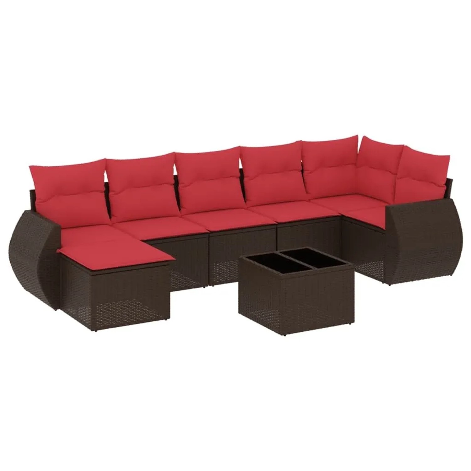 vidaXL 8-Tlg Gartensofa-Set mit Kissen Braun Polyrattan 3221693