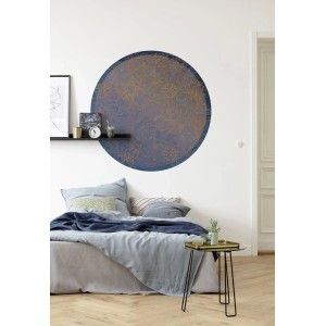 Selbstklebende, runde Tapete mit blau-roten Ornamenten von Sanders & Sanders, Ø 125 cm.