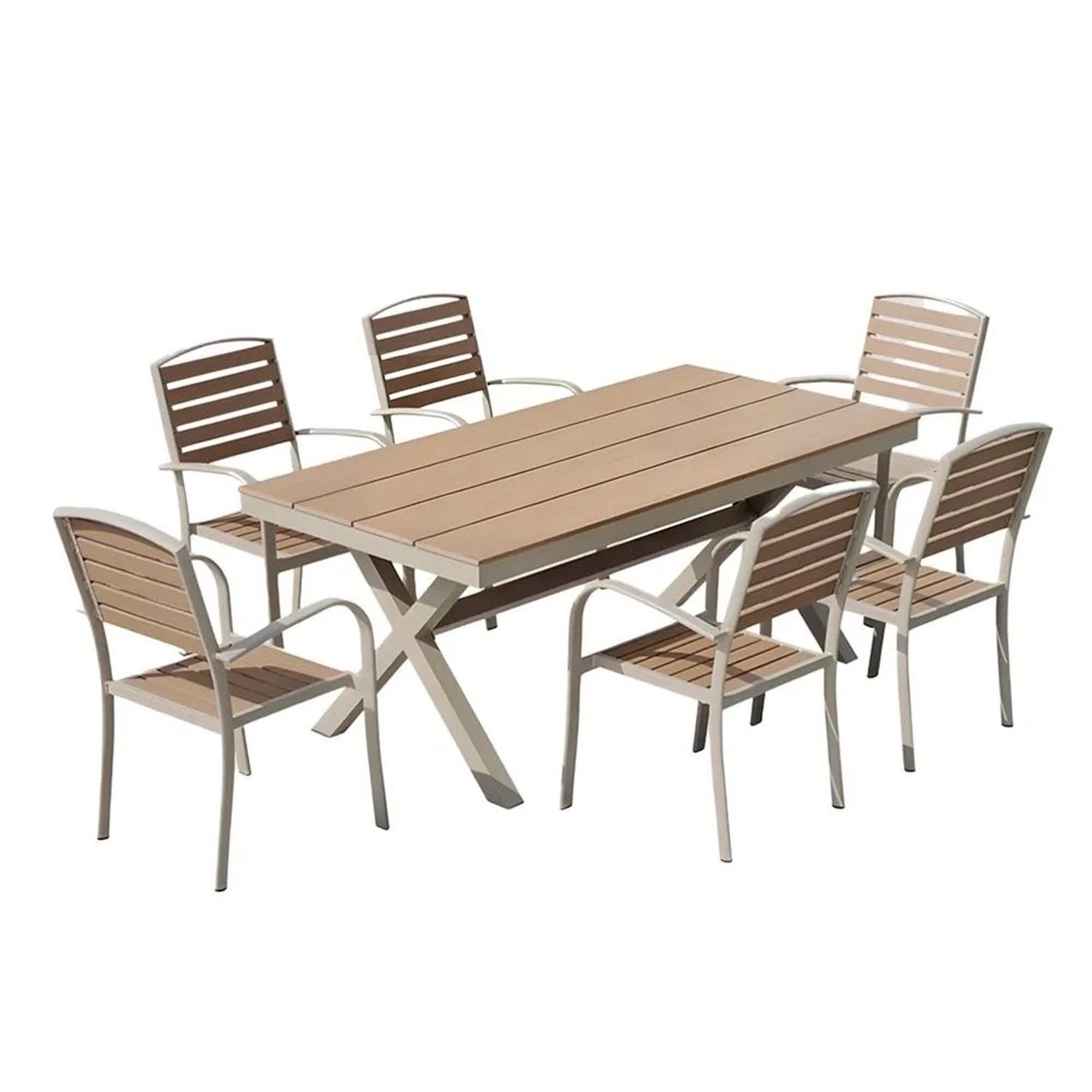 360Home Gartenmöbel Set 180 CM Aus Aluminium Esstisch Mit 6 Stühlen MJHYZY180