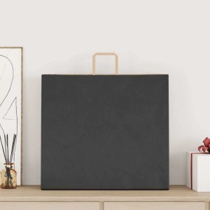 Schwarze vidaXL Papiertragetasche mit braunen Henkeln, 54x15x49 cm, 250 Stück.