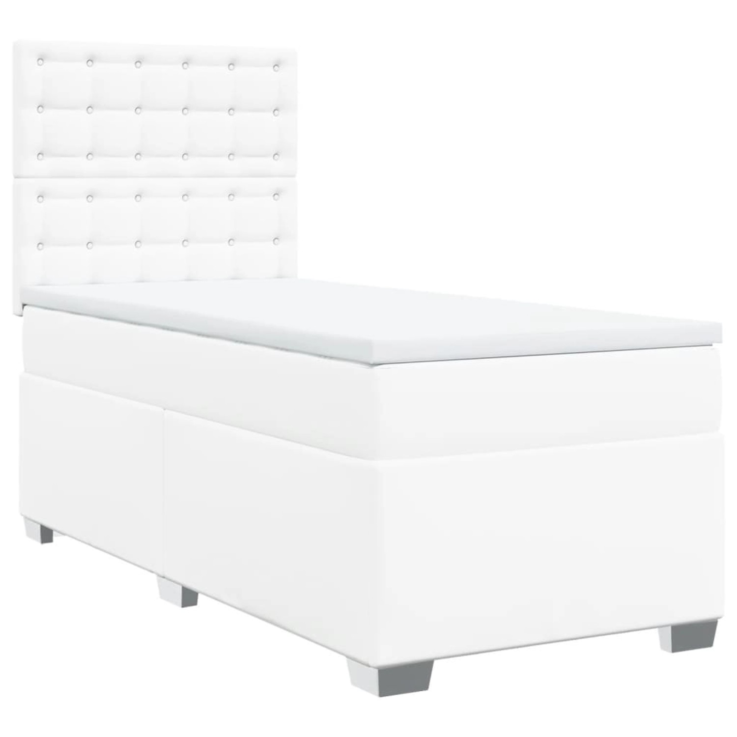 vidaXL Boxspringbett mit Matratze Weiß 90x190 cm Kunstleder 3290701 günstig online kaufen