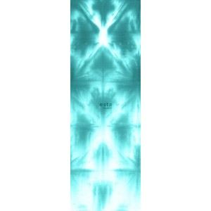 ESTAhome Fototapete mit Türkis Tie-Dye Shibori Muster, 100x279 cm.
