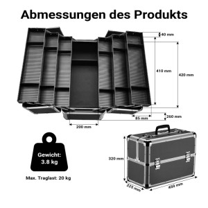 Wiltec Alu Transportkoffer 2 Schlüssel Universalkoffer Werkzeug Mehrzweckkoffer