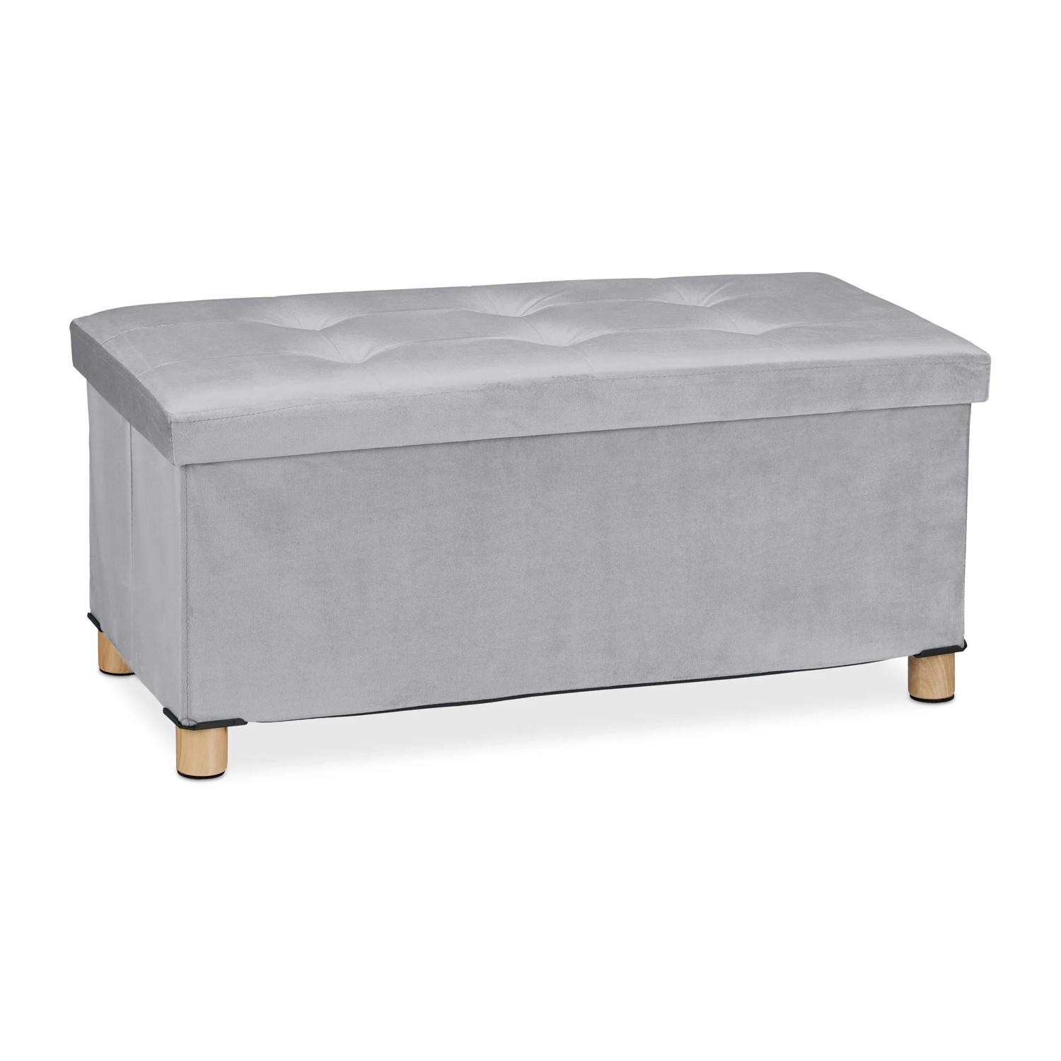 Relaxdays Sitzbank Samt Hellgrau Faltbar 34 cm x 76 cm x 38 cm 5,3 kg