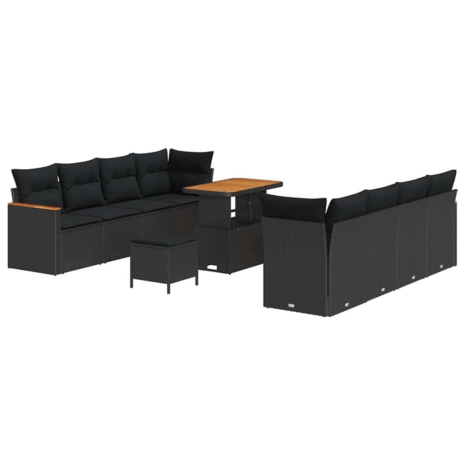 vidaXL Garten-Sofa-Set mit Kissen 11-Tlg Schwarz Poly Rattan 3363019 günstig online kaufen