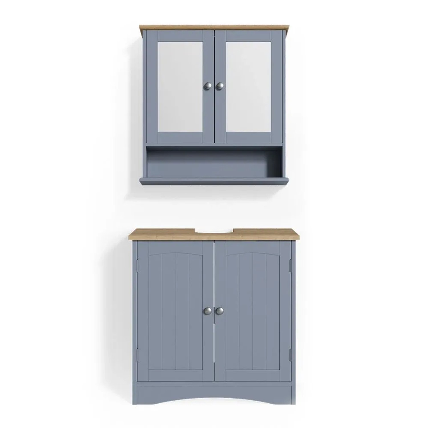 Vicco Badmöbel-Set Bianco Grau 60 x 60 2-teilig