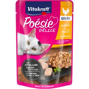 Vitakraft Poésie Délice Katzen-Nassfutter mit Huhn in Gelée, 85g Packung.