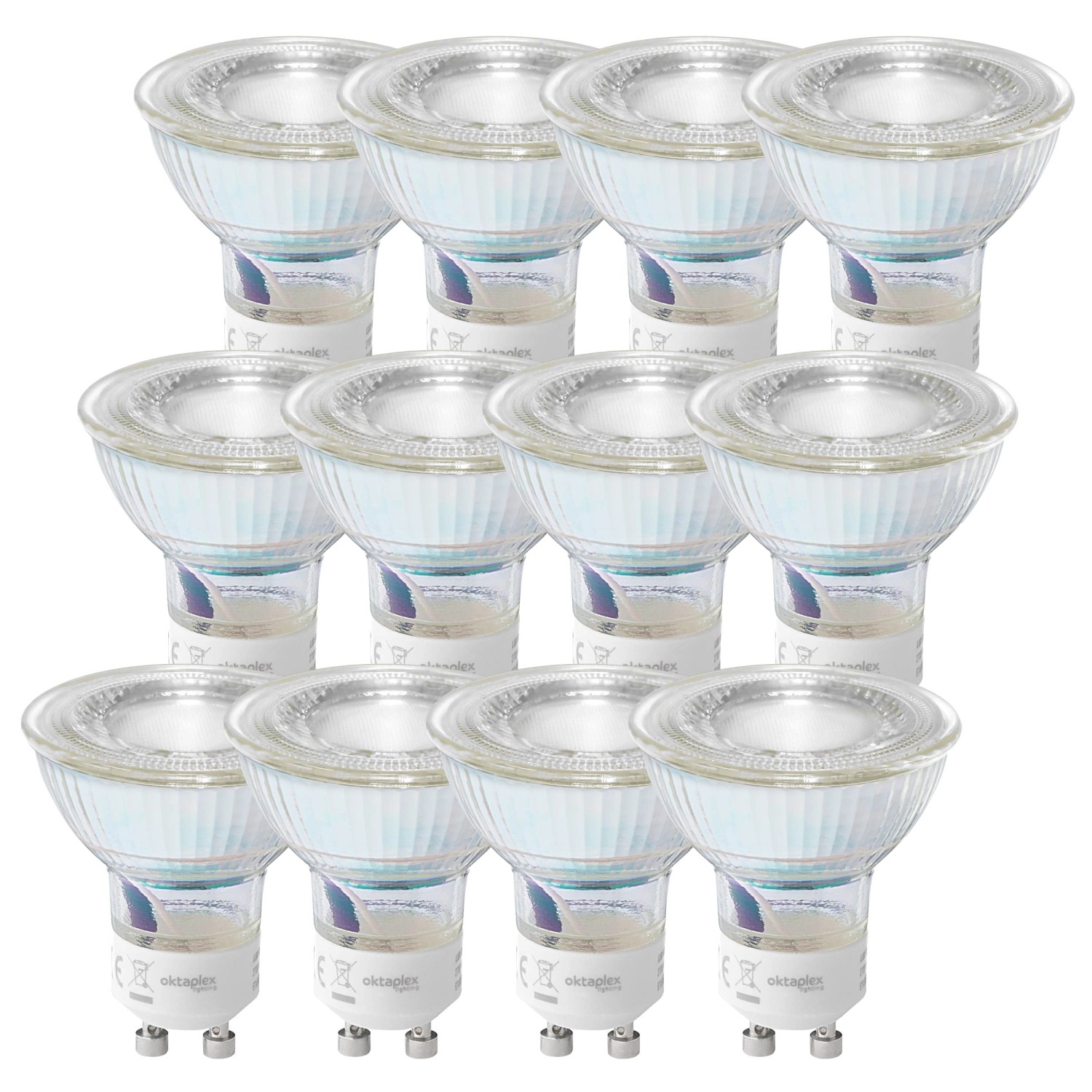 Oktaplex Lux GU10 12er Set LED Leuchtmittel 2700K Warmweiß 450lm 2,5W