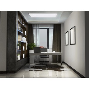 Ledvance Smart+ WiFi Panelleuchte Planon, rahmenlos, tunable white, 120x30 cm im modernen Büro.