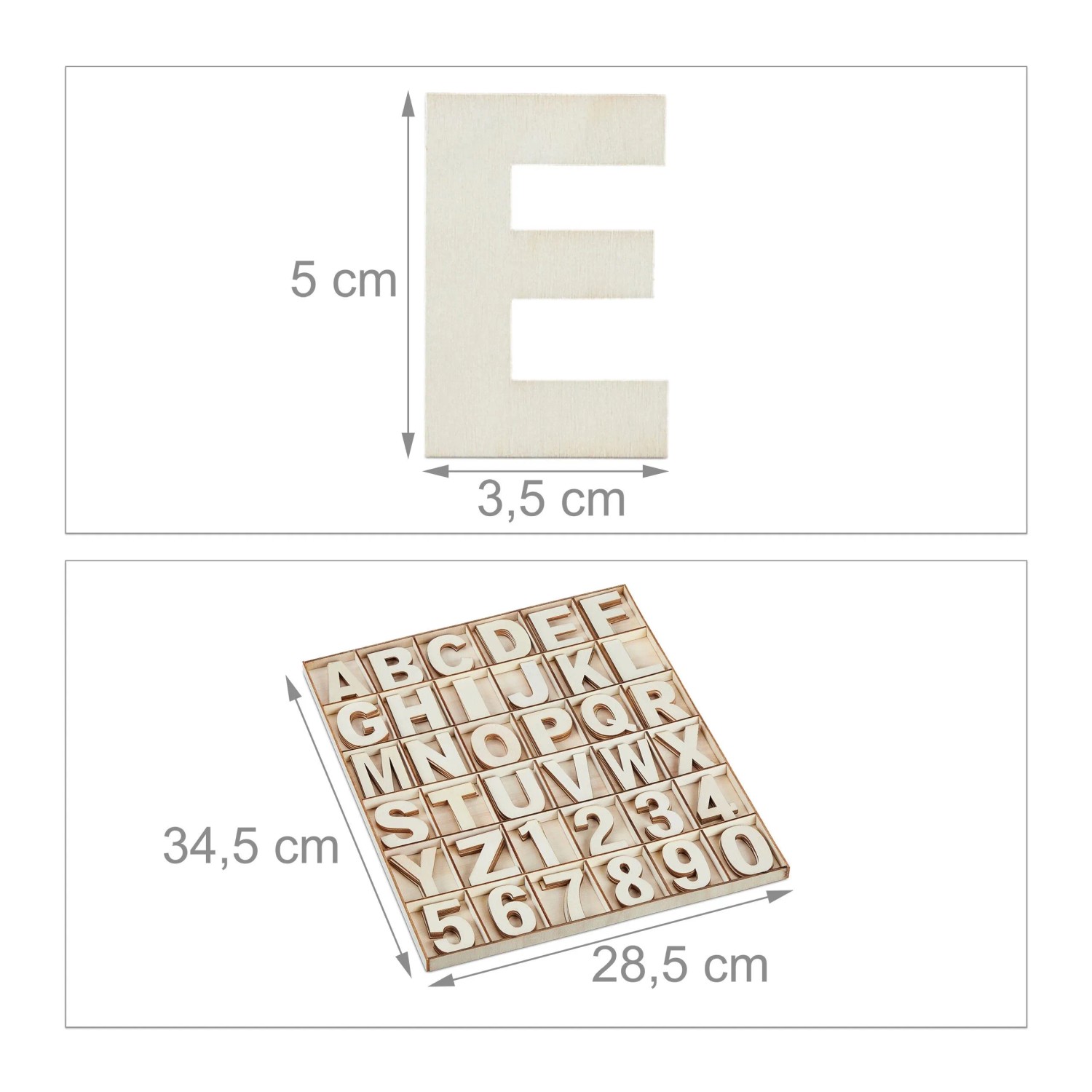 Relaxdays Holzbuchstaben und Zahlen Set Holz Natur Lernhilfe 5 cm 280 g_4