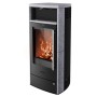 Fireplace Torino Kaminofen, 6 kW, Speckstein, schwarz. Dauerbrandofen mit Automatik und Sichtfenster.