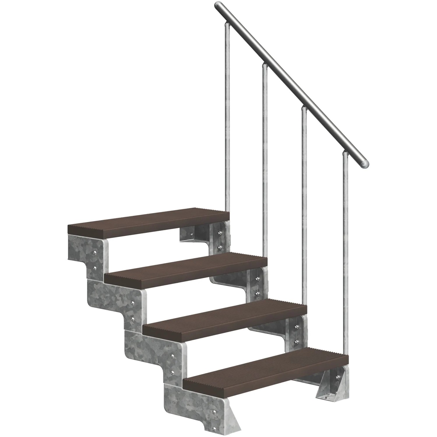 Dolle Außentreppe Gardentop 4 TRIMAX-Stufen 100 cm Dunkelbraun + Alu-Geländer