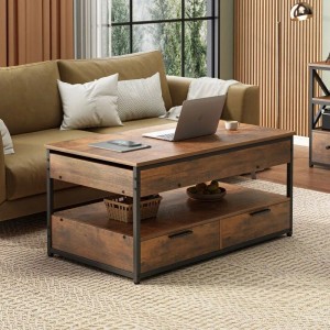 Rebiko Holz Couchtisch Loft Ausziehbar Schubladen Wohnzimmertisch 100 Cm