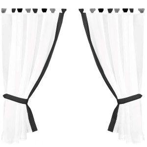 Arsvita Gardinenset Skyline Anthrazit, 2 Voile-Schals mit Schlaufen und Raffhaltern für Landhausstil.