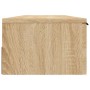 vidaXL Wandschrank Sonoma-Eiche, 102x30x20 cm, aus Holzwerkstoff. Detailansicht der Holzmaserung.
