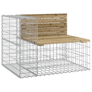 DELUKE Gartenbank Gabionen INO Aus Stahl 92x71x65,5cm Kiefernholz Braun Gabionenbank Gartenbank Gabionengitter Ziergabione