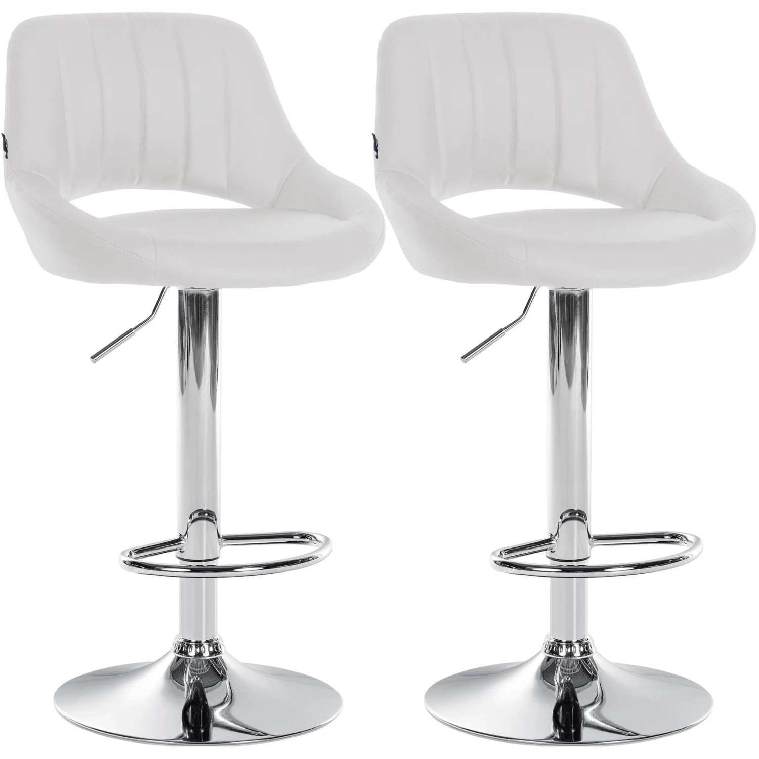 CLP 2er Set Barhocker Milet Kunstleder Metall in Chromoptik/weiß