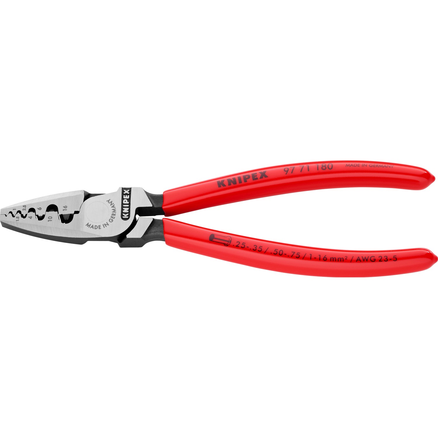 Knipex Crimpzange für Aderendhülsen mit Kunststoff überzogen 180 mm