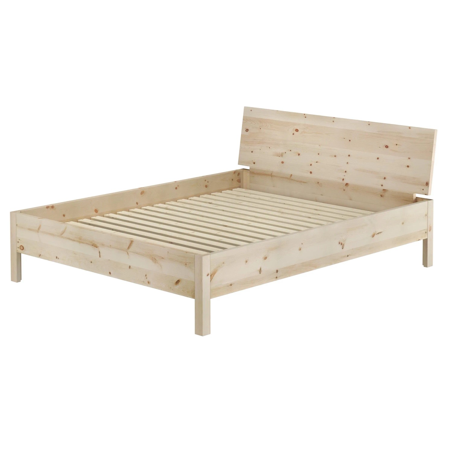 Erst-Holz Ehebett Massivholzbett Holzbett Zirbenbett Unbehandelt 160 x 200 cm Modell 95 Rollrost inkl.