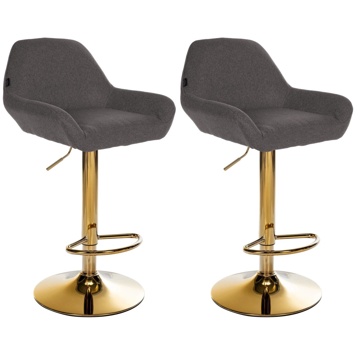 CLP 2er Set Barhocker Braga Gold Stoff Dunkelgrau