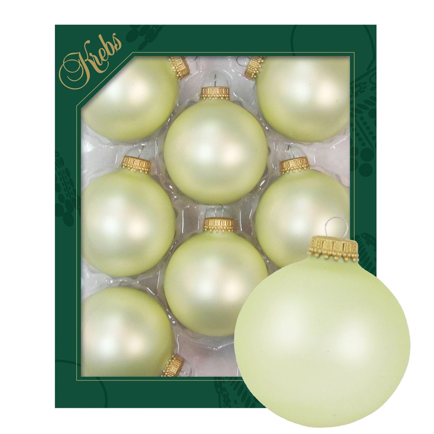 Krebs Glas Lauscha Weihnachtskugeln Uni-Design Elara Beige 7cm