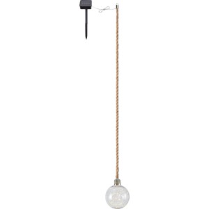 Solar-Ball Sotta mit Seil, klare Kugel mit warmweißen LEDs, Ø 15cm, für Garten & Balkon.