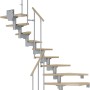 Gewendelte Dolle Mittelholmtreppe Cork, Ahornstufen, perlgraues Geländer, max. 337 cm hoch.