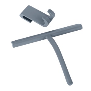 Schöner Wohnen Duschabzieher Mondine blau mit Halterung für Duschwand.