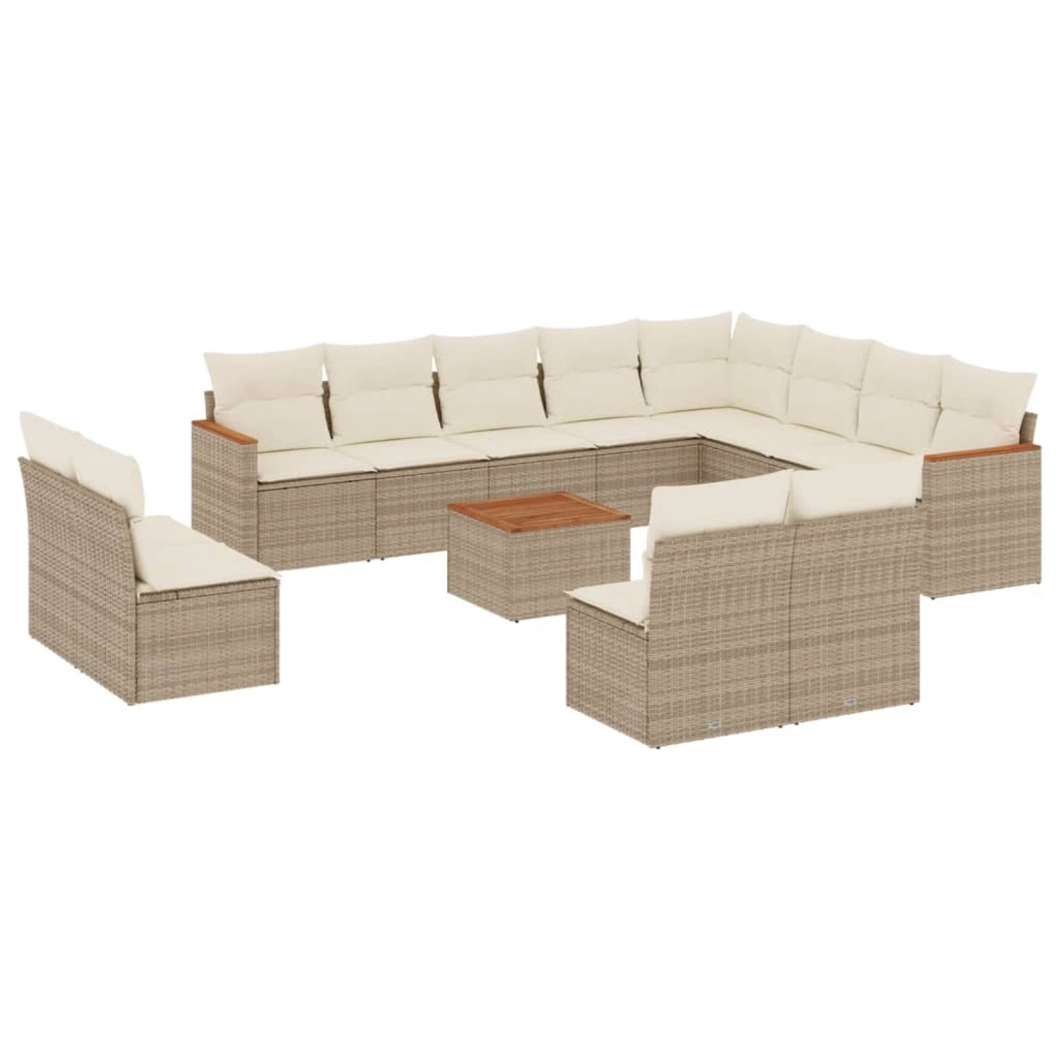 vidaXL 13-Tlg Garten-Sofagarnitur mit Kissen Beige Poly Rattan 3226478 günstig online kaufen