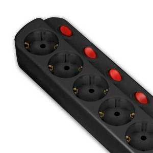 world-trading-net Tischsteckdose mit Einzelschaltung 6-fach Schwarz