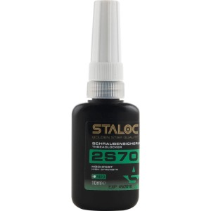 Staloc Schraubensicherung 2S70 hochfest, dunkle Flasche mit grünem Etikett, für Gewinde bis M20, 10 ml.