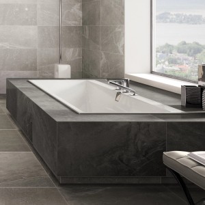 Villeroy & Boch Squaro Edge 12 Duo Rechteck-Badewanne, 180x80 cm, Weiß, mit Armatur.