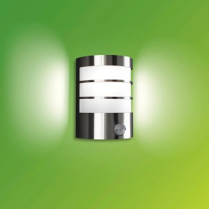 Philips Calgary Edelstahl Außenwandleuchte mit IR-Sensor, ohne Leuchtmittel.
