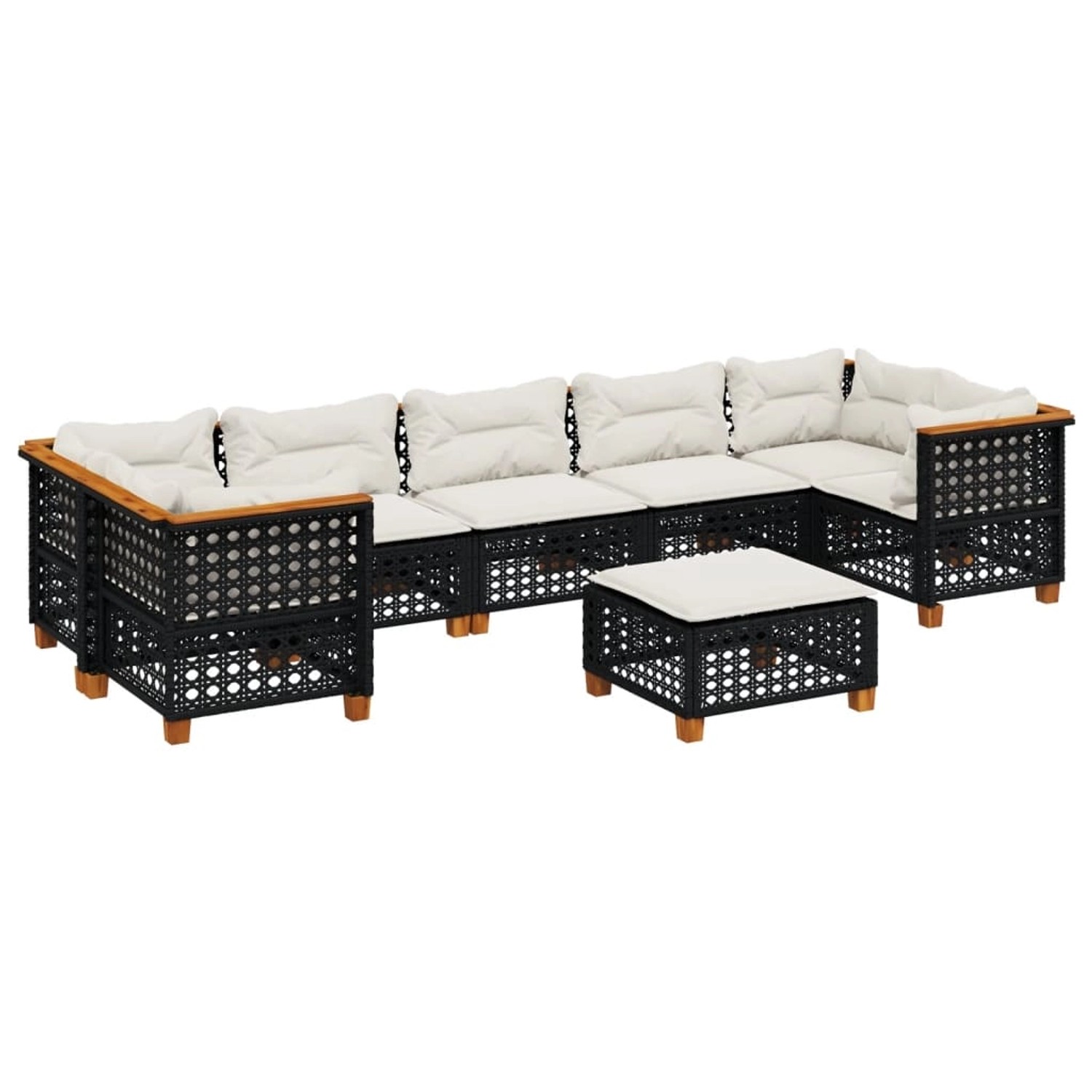 vidaXL 8-Tlg Garten-Sofagarnitur mit Kissen Schwarz Poly Rattan 3261764 günstig online kaufen
