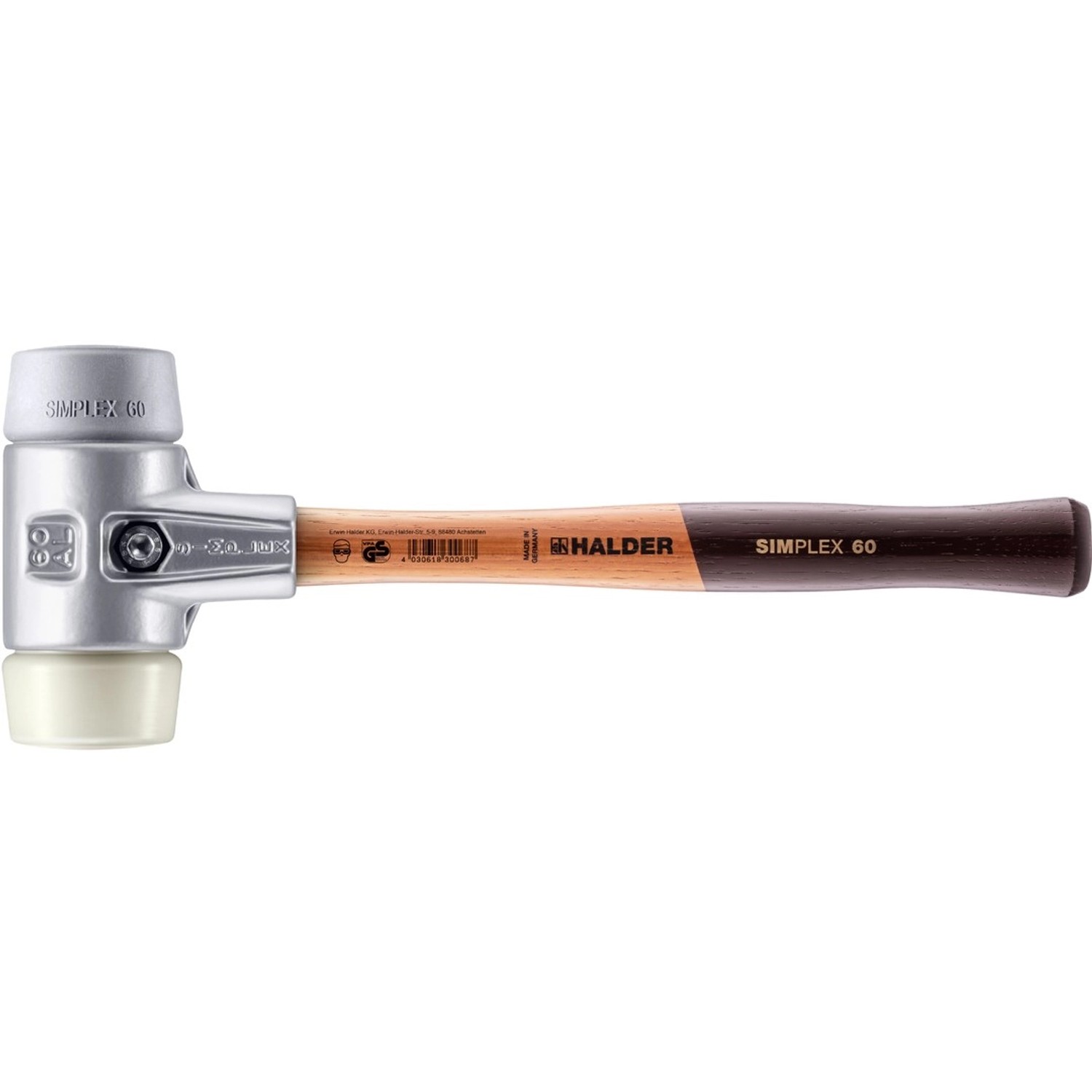 Halder Simplex Schonhammer Ø 60 mm TPE-mid Grau   Nylon mit Aluminiumgehäus günstig online kaufen