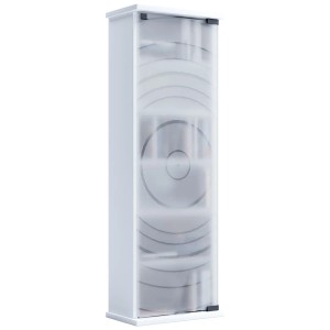 Weißer ebuy24 TilanoM Vitrinenschrank mit 6 Ablagen und 1 Tür für CDs/DVDs.