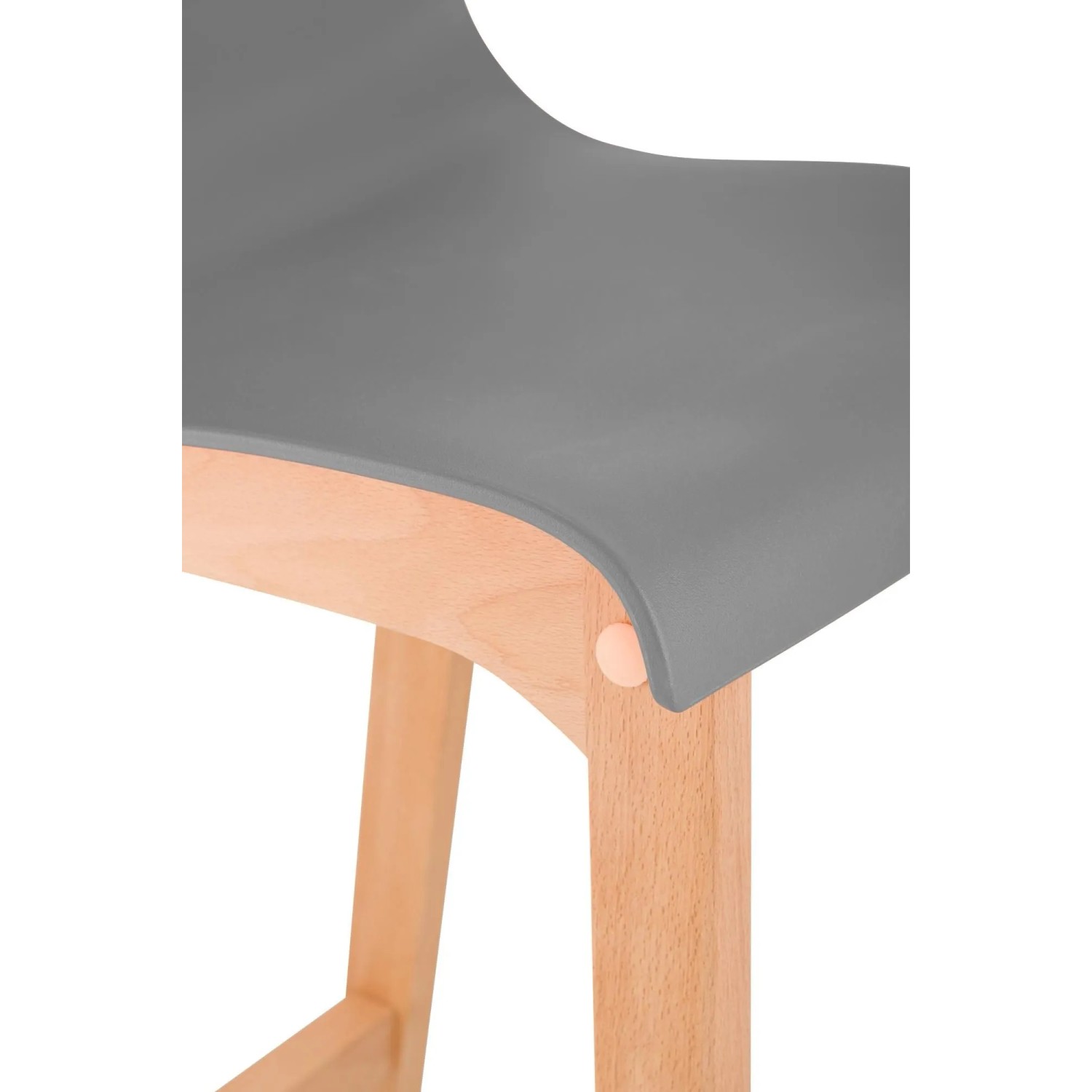 Grauer CLP Barhocker Hover mit Kunststoffsitz und hellem Holzgestell. Moderner Hocker.