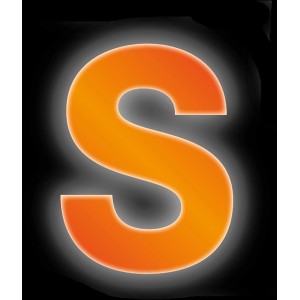 Reflektierender, orangefarbener Klebebuchstabe "S" von Conacord, 8 cm hoch.