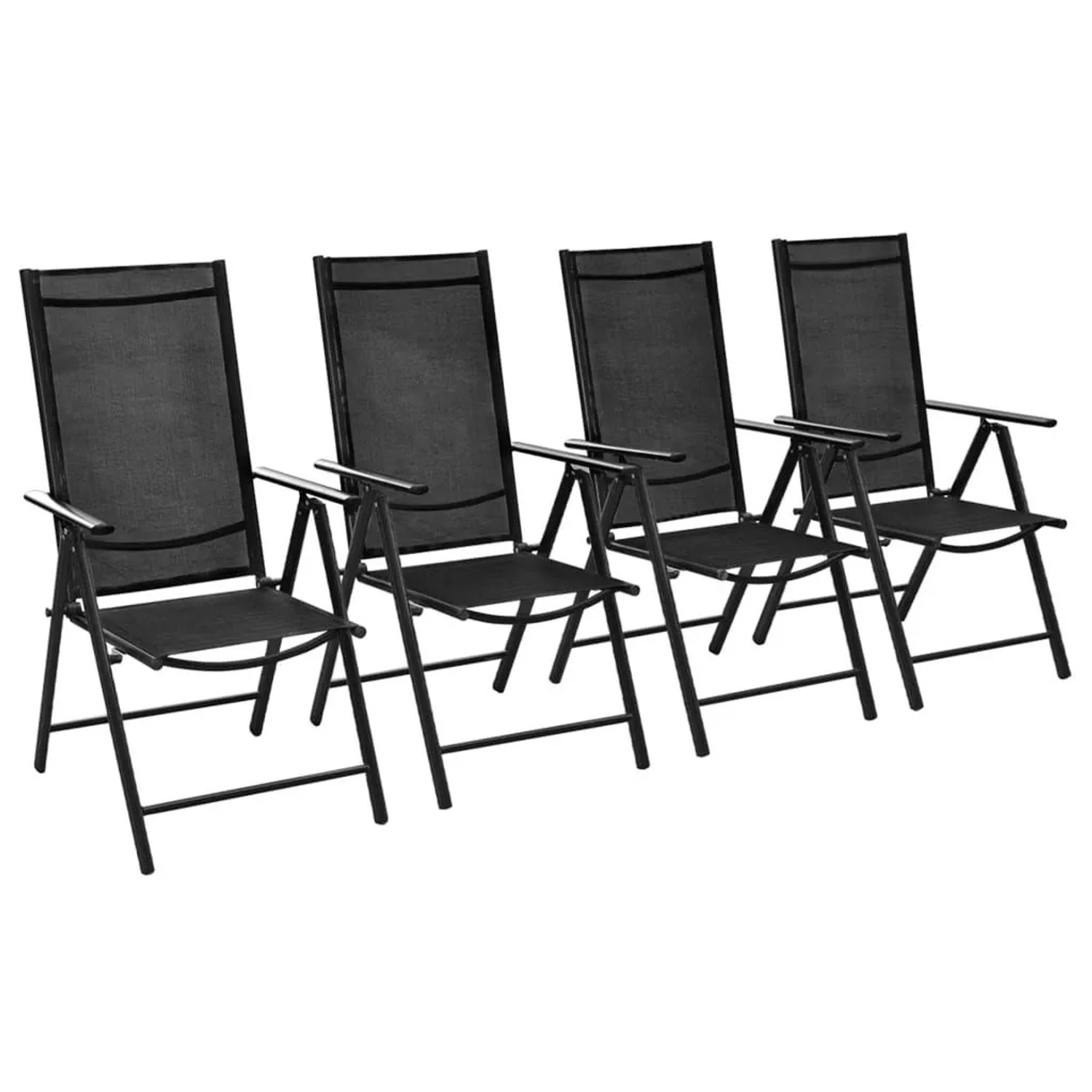 Furnicato Gartenstühle Klappbar 4 Stk Aluminium Und Textilene Schwarz