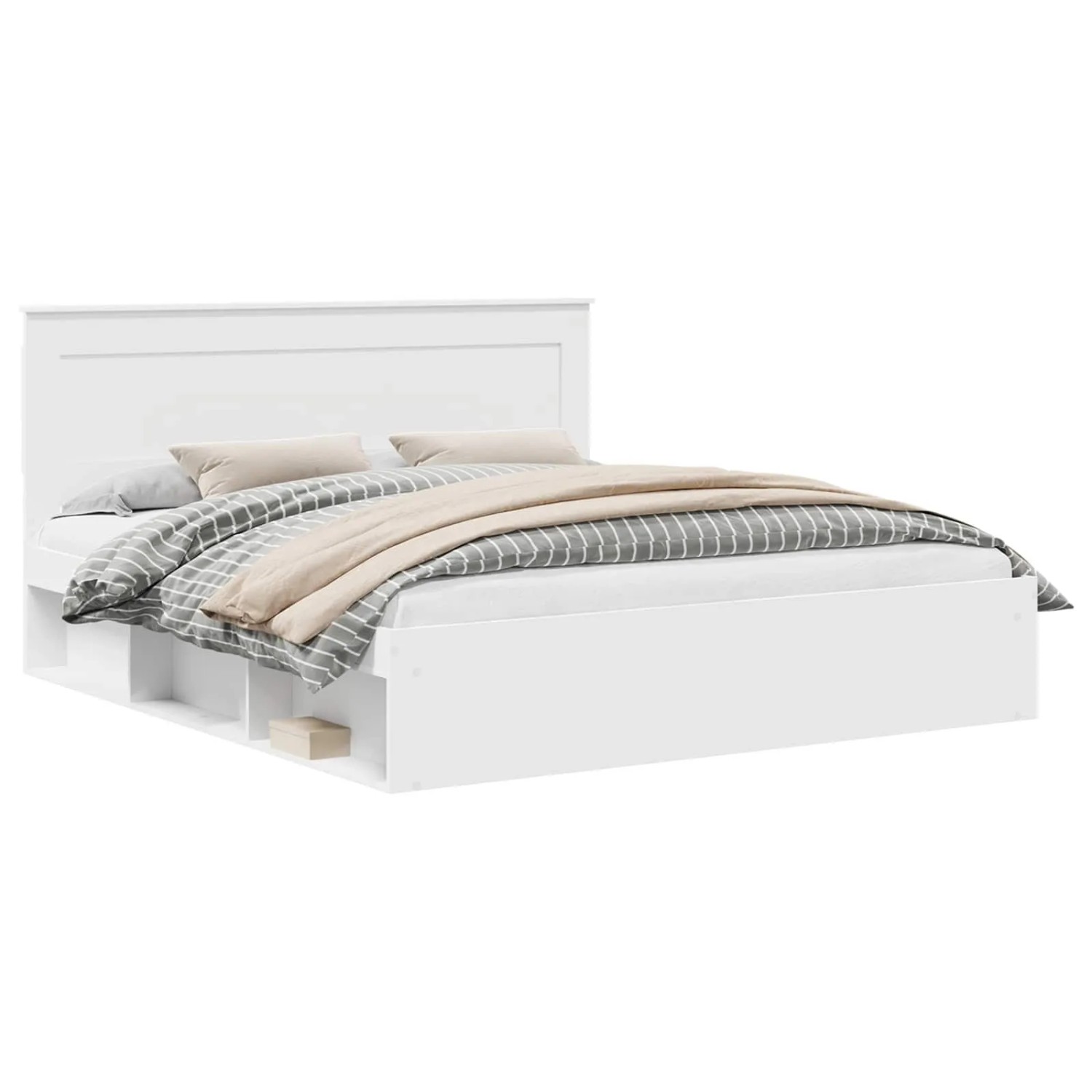 vidaXL Bettrahmen mit Kopfteil Weiß 180 x 200 cm Massives Kiefernholz 3410056