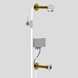 Delabie TEMPOMATIC DU-Kombi G1/2B Hinterwandmontage 230/12 V, Brause ROUND